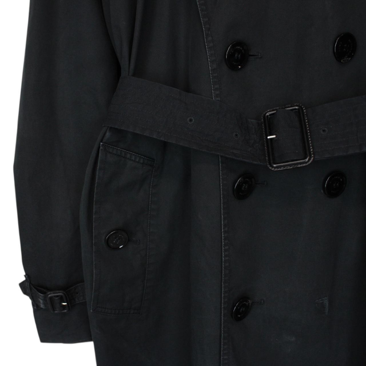 Burberry Brit Black Nova Check Double Breasted Belted Trench Coat