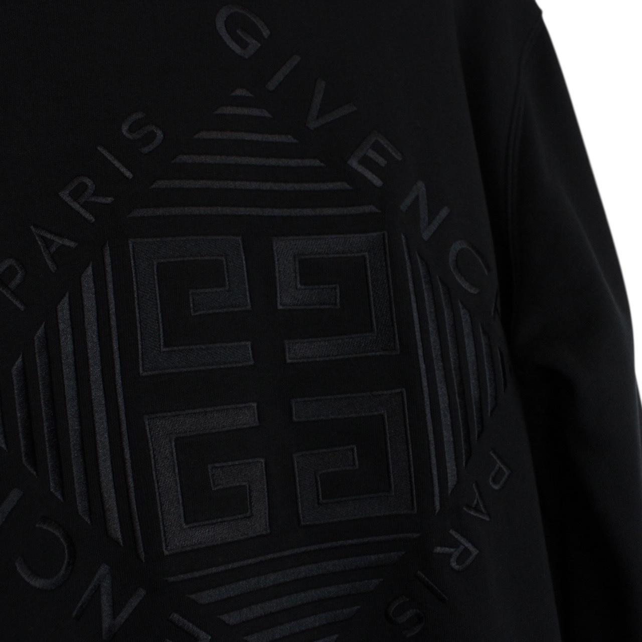 Givenchy Paris Black Embroidered Logo Cotton Sweatshirt Jumper