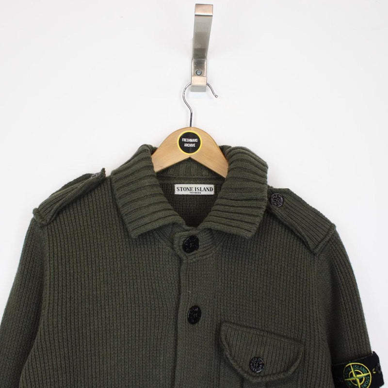 Stone Island AW 2009 Green Heavy Wool Knit Military Style Jumper