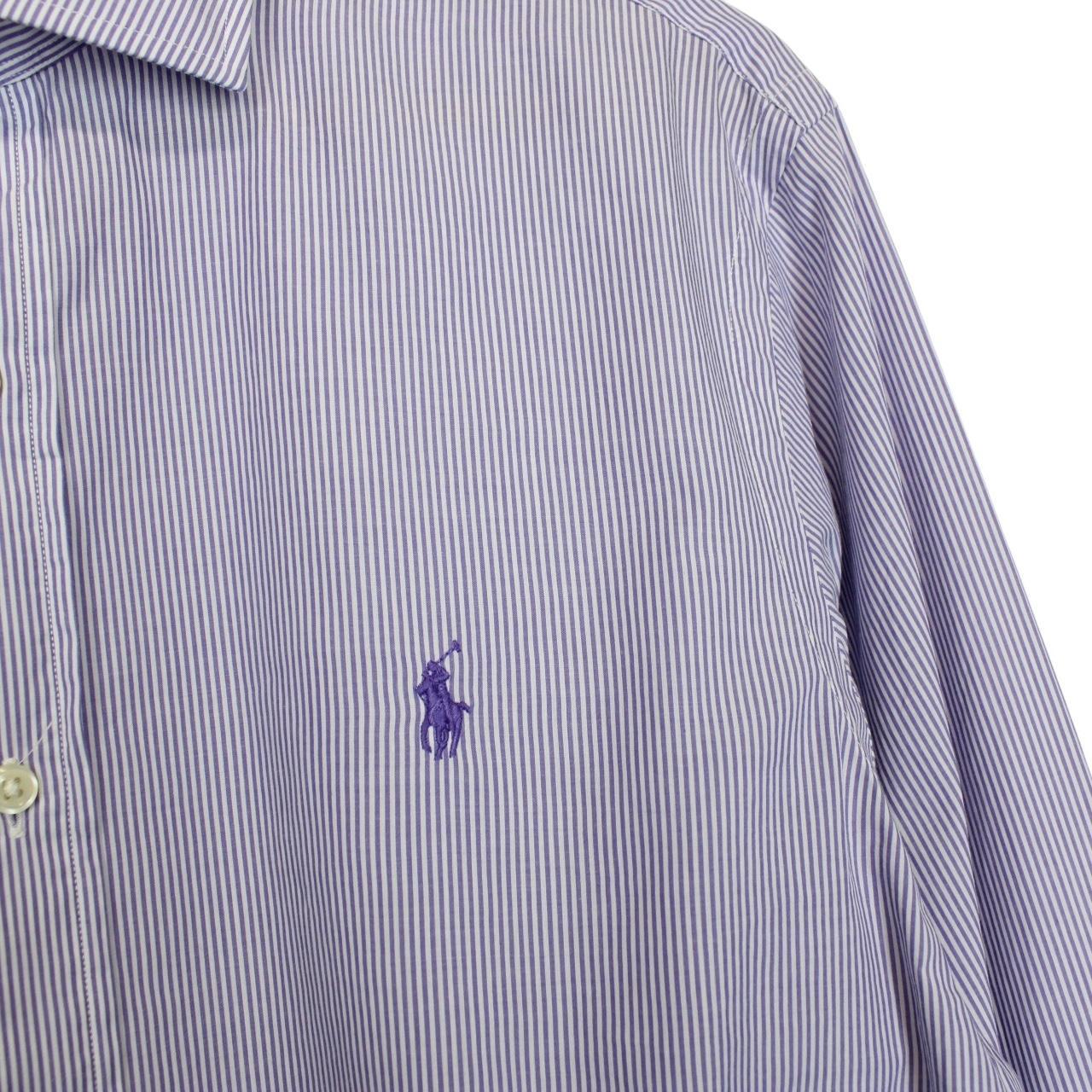 Polo Ralph Lauren Purple and White Striped Long Sleeve Cotton Shirt