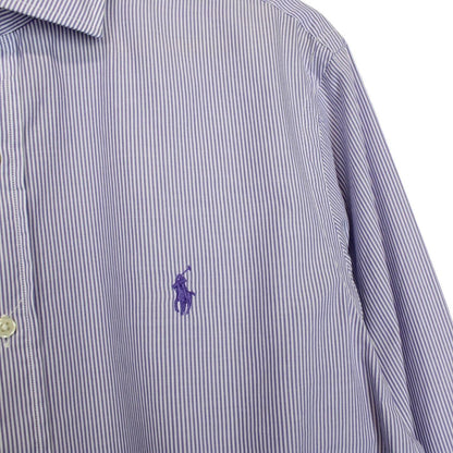 Polo Ralph Lauren Purple and White Striped Long Sleeve Cotton Shirt