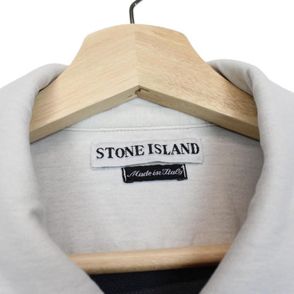 Vintage Stone Island SS 1998 Grey Ribbed Cotton Green Edge Badge Jumper