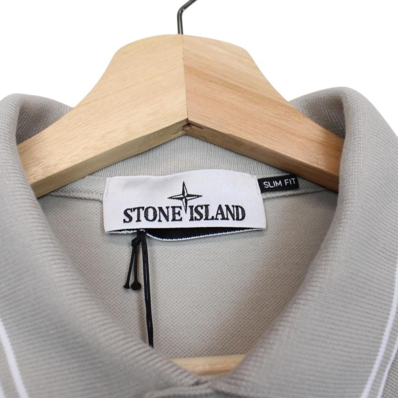 Stone Island Pearl Grey Short Sleeve Slim Fit Organic Cotton Polo Shirt