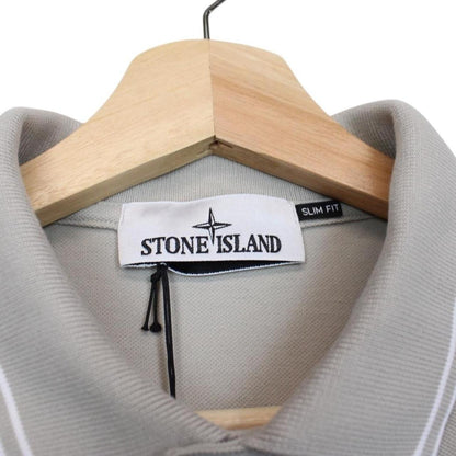 Stone Island Pearl Grey Short Sleeve Slim Fit Organic Cotton Polo Shirt