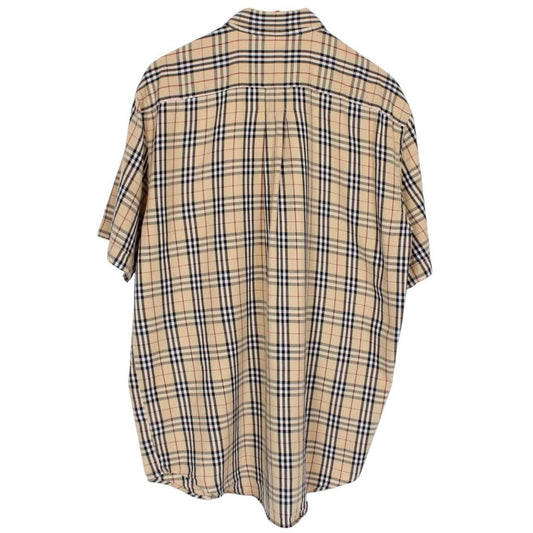 Vintage Burberry London Beige Nova Check Short Sleeve Cotton Shirt