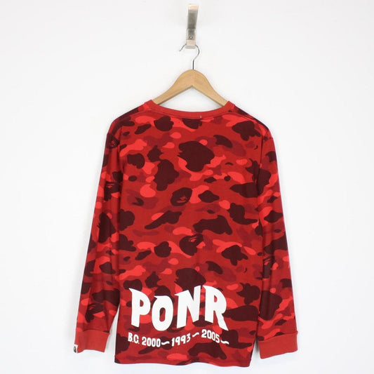 Bape Red Camo Shark Long Sleeve T-Shirt
