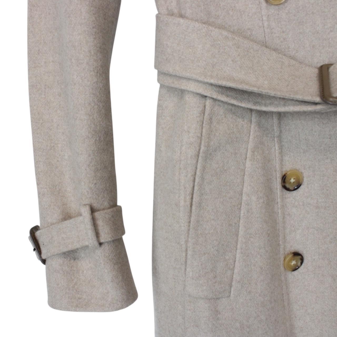 Burberry Prorsum Beige Double Breasted Belted Cashmere Trench Coat