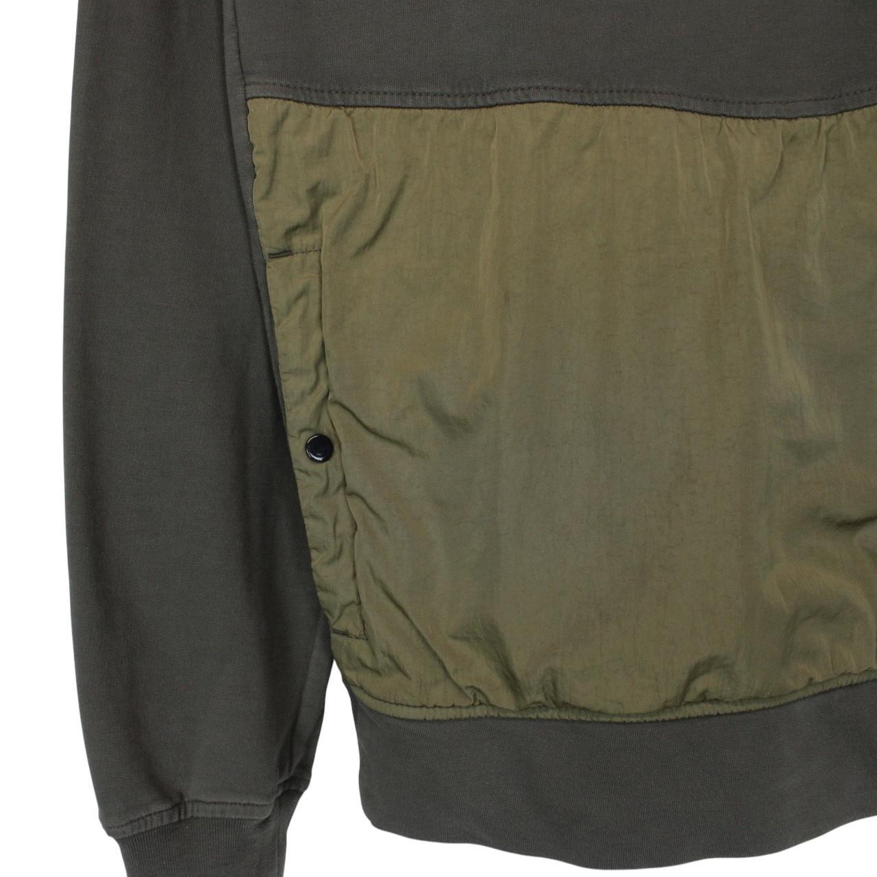 CP Company Khaki Green Cotton Logo Print Hoodie Jumper