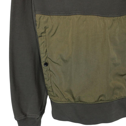 CP Company Khaki Green Cotton Logo Print Hoodie Jumper
