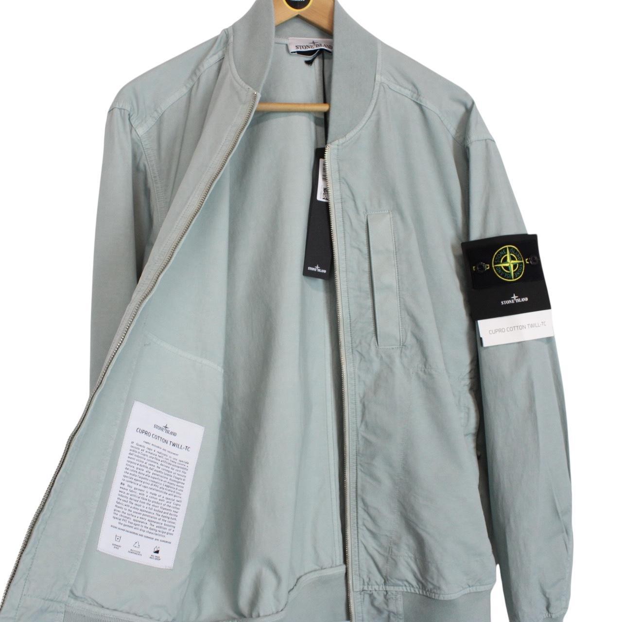 Stone Island SS 2023 Blue Cupro Cotton Twill-TC Bomber Jacket