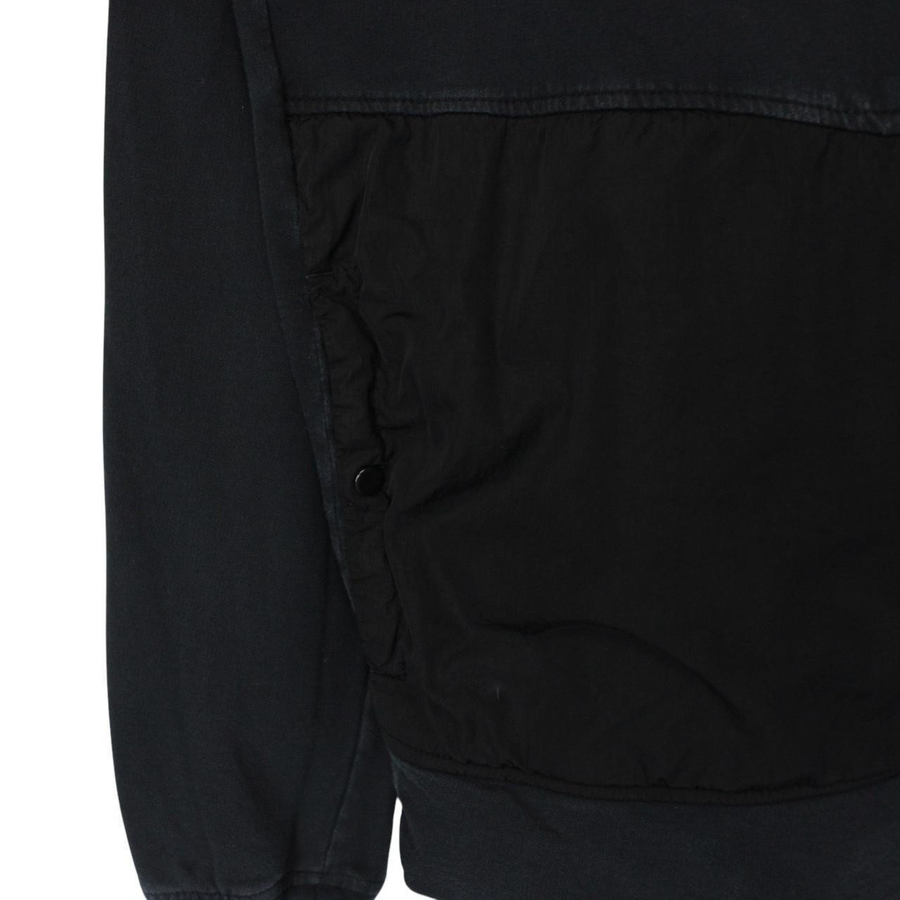 CP Company Black Cotton Logo Print Hoodie Jumper