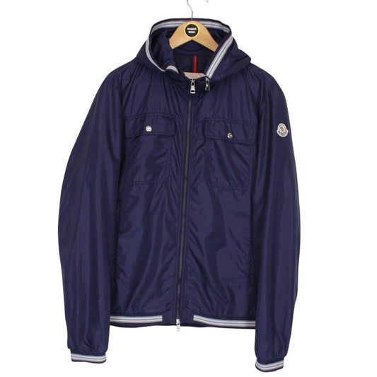 Moncler Jeanluc Navy Blue Full Zip Nylon Hooded Jacket