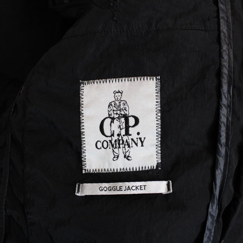 CP Company Black Full Zip Chrome Nylon Garment Dyed Goggle Jacket