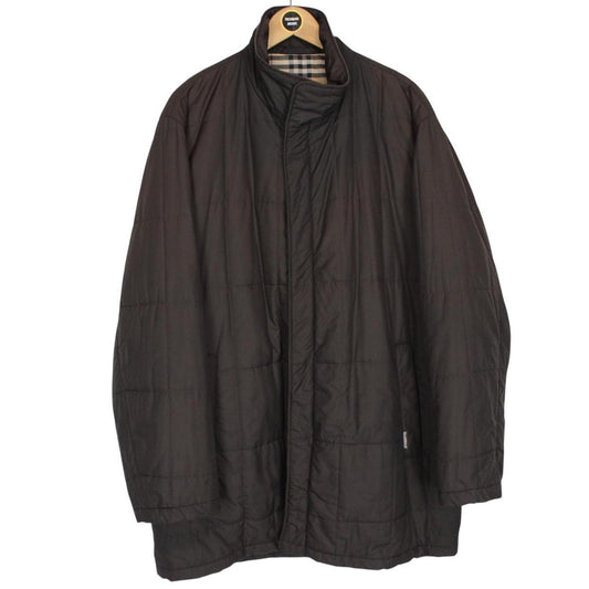 Vintage Burberry London Brown Nova Check Lined Quilted Coat