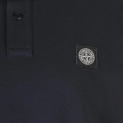 Stone Island Navy Blue Short Sleeve Slim Fit Organic Cotton Polo Shirt