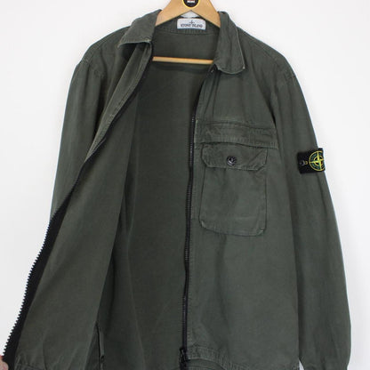 Stone Island AW 2020 Dark Green Full Zip Cotton Overshirt Jacket
