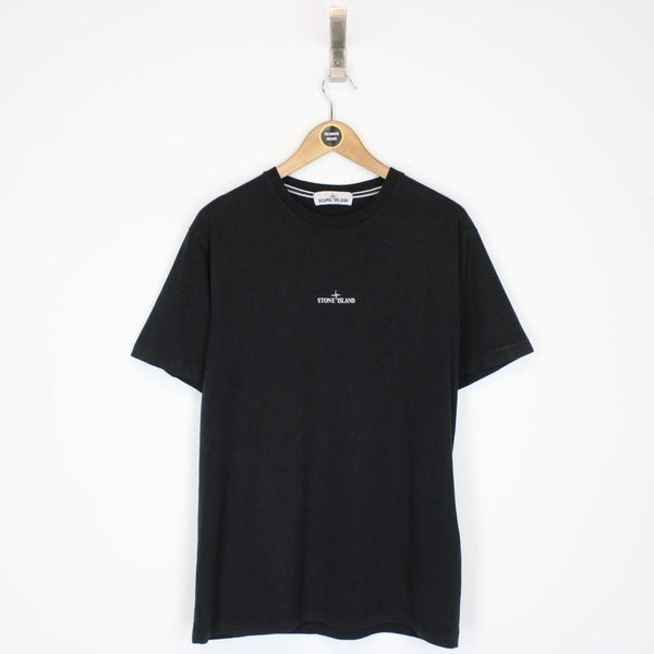 Stone Island SS 2020 Black and White Short Sleeve Logo Print T-Shirt