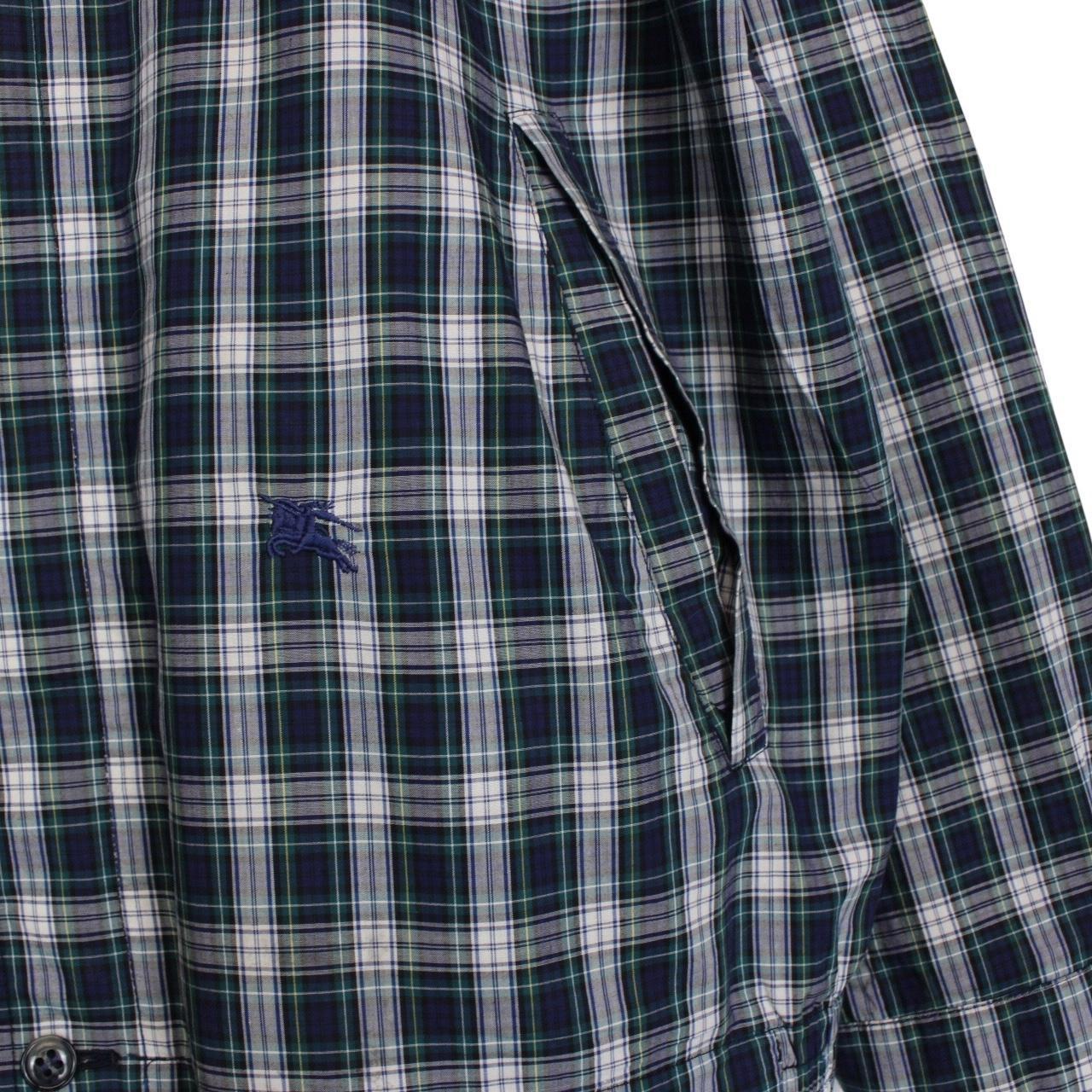 Vintage 90s Burberry Navy Blue Check Cotton Harrington Jacket