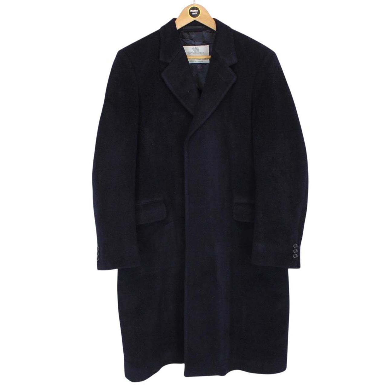 Vintage 80s Aquascutum Navy Blue Virgin Wool Overcoat