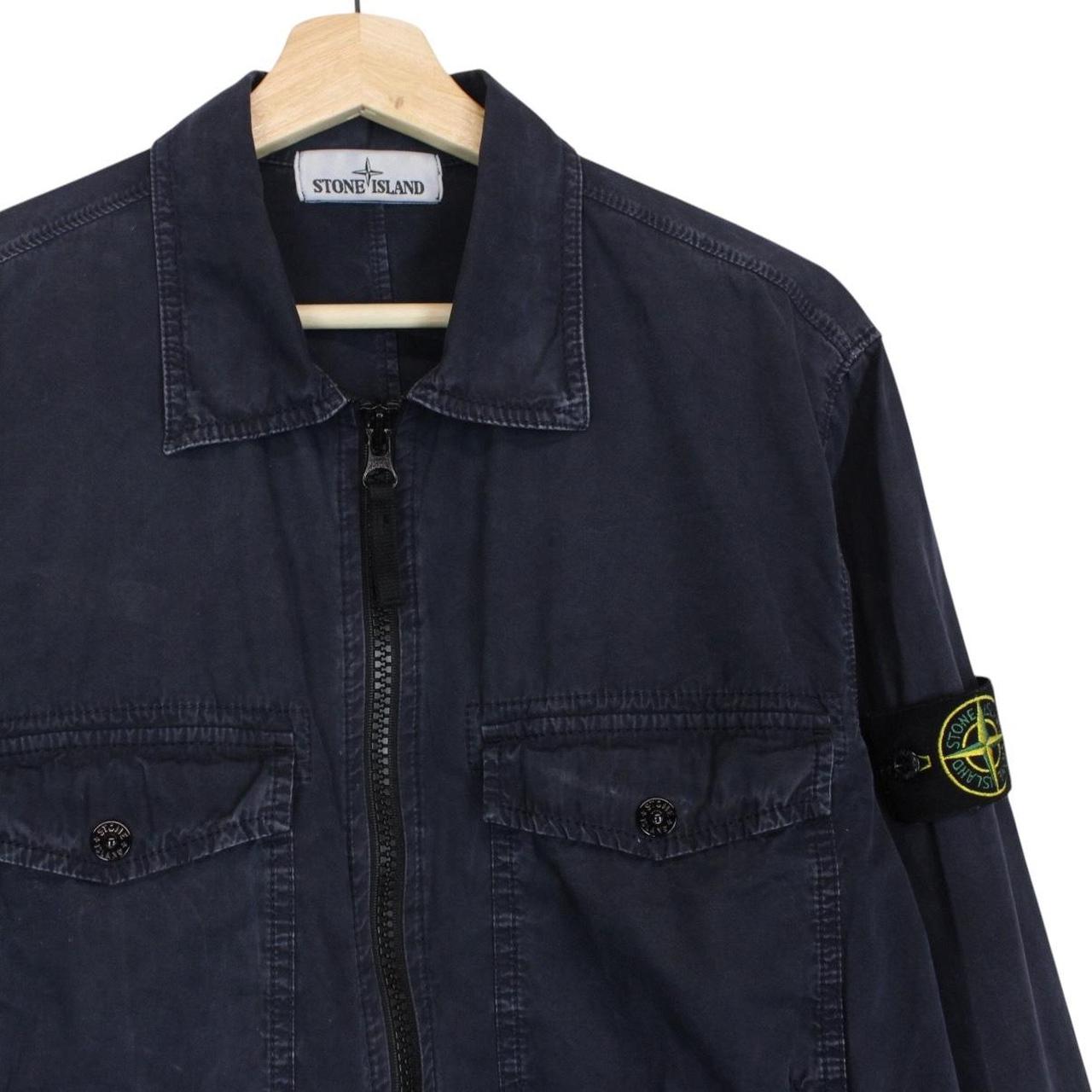 Stone Island AW 2018 Navy Blue Full Zip Cotton Overshirt Jacket
