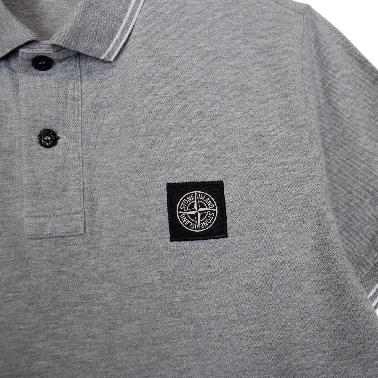 Stone Island Grey Short Sleeve Compass Cotton Polo Shirt