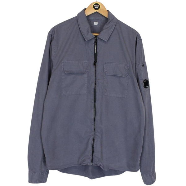 CP Company Grey Full Zip Cotton Lens Overshirt Jacket