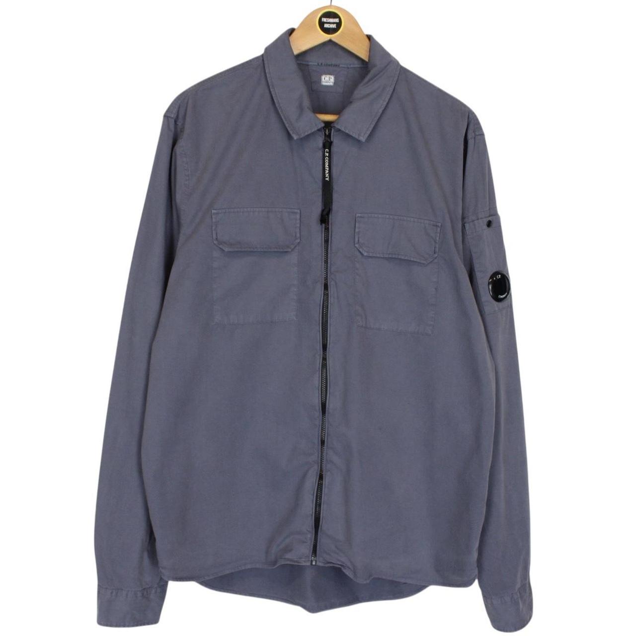 CP Company Grey Full Zip Cotton Lens Overshirt Jacket