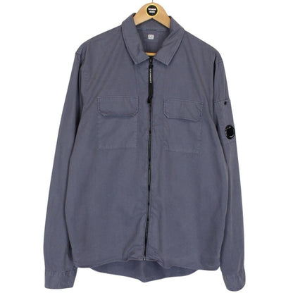 CP Company Grey Full Zip Cotton Lens Overshirt Jacket