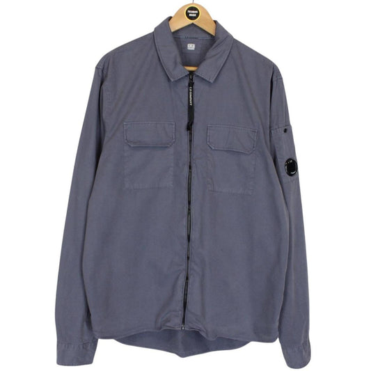 CP Company Grey Full Zip Cotton Lens Overshirt Jacket