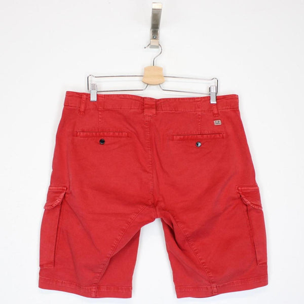 CP Company Red Cotton Lens Cargo Shorts
