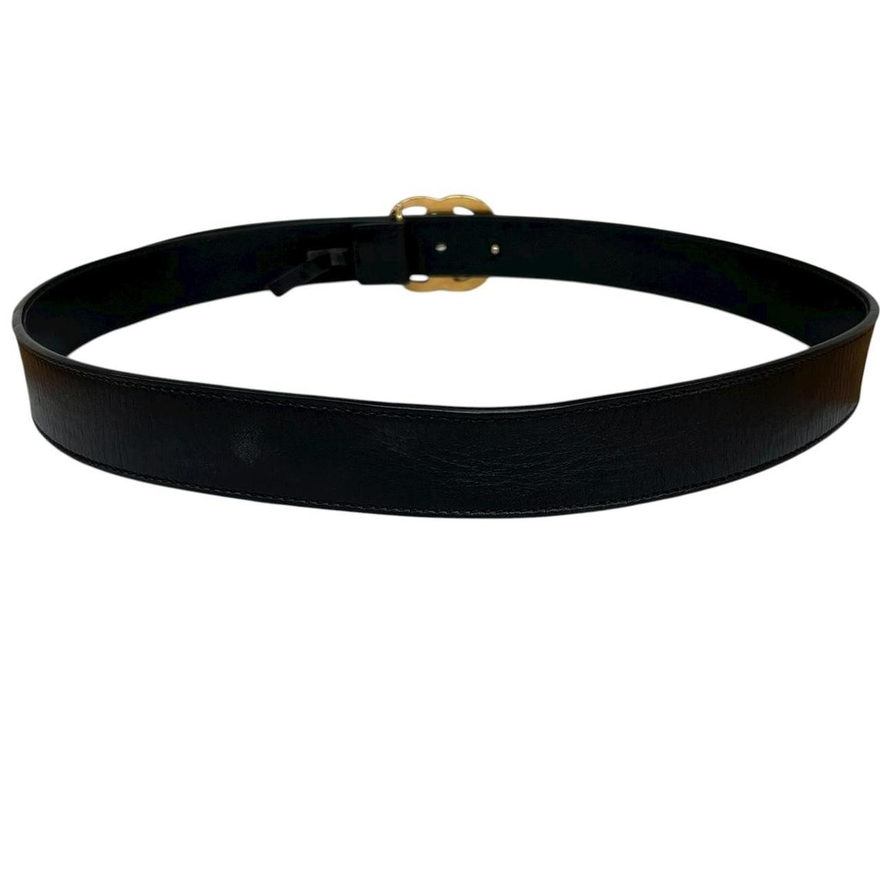 Gucci Black and Gold Marmont Leather Belt with GG Buckle