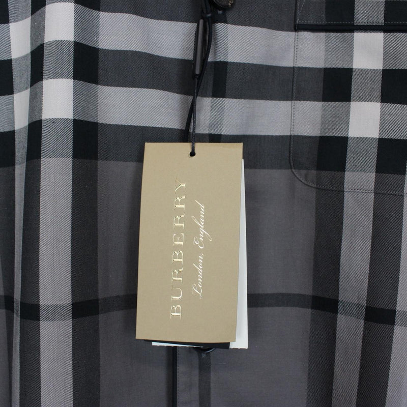 Burberry Grey Paignton Nova Check Short Sleeve Cotton Shirt