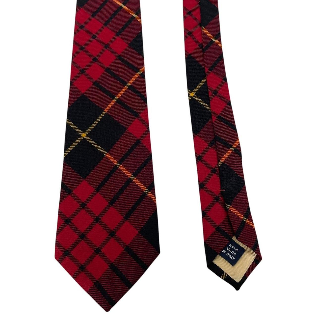 Vintage Polo Ralph Lauren Red and Black Tartan Check Wool Tie