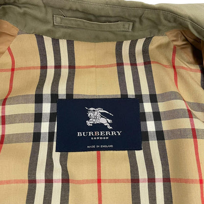 Vintage Burberry London Khaki Green Single Breasted Trench Coat