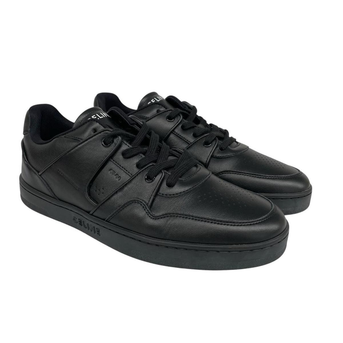CELINE black trainers smooth calfskin leather with logo detail and original dust bags.