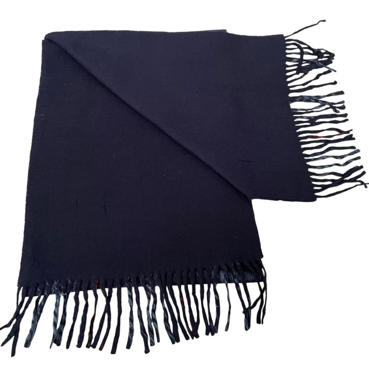 Vintage 90s Burberry Navy Blue Nova Check Lambswool Scarf