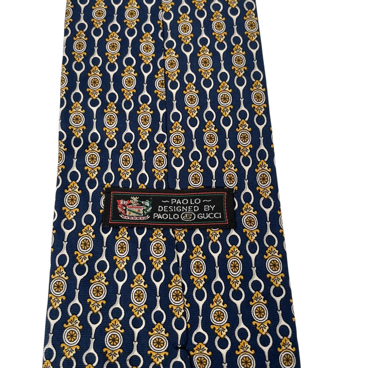 Vintage Paolo Gucci Navy Blue Horsebit Silk Tie
