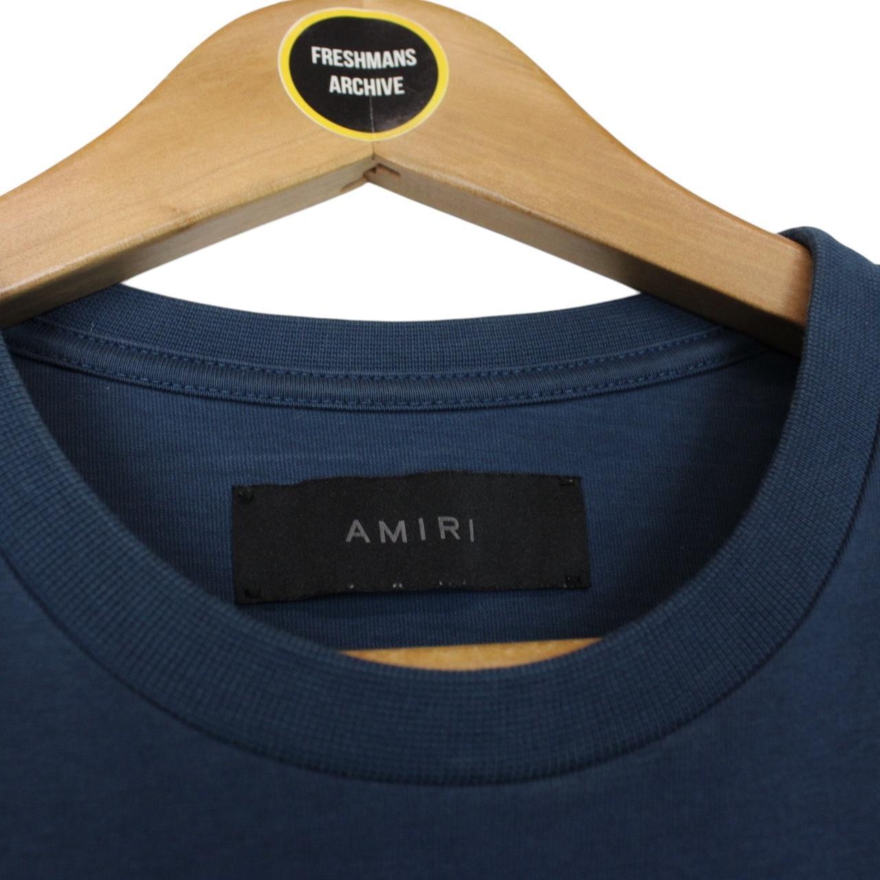 Amiri Blue and White Short Sleeve MA Bar Logo Print T-Shirt