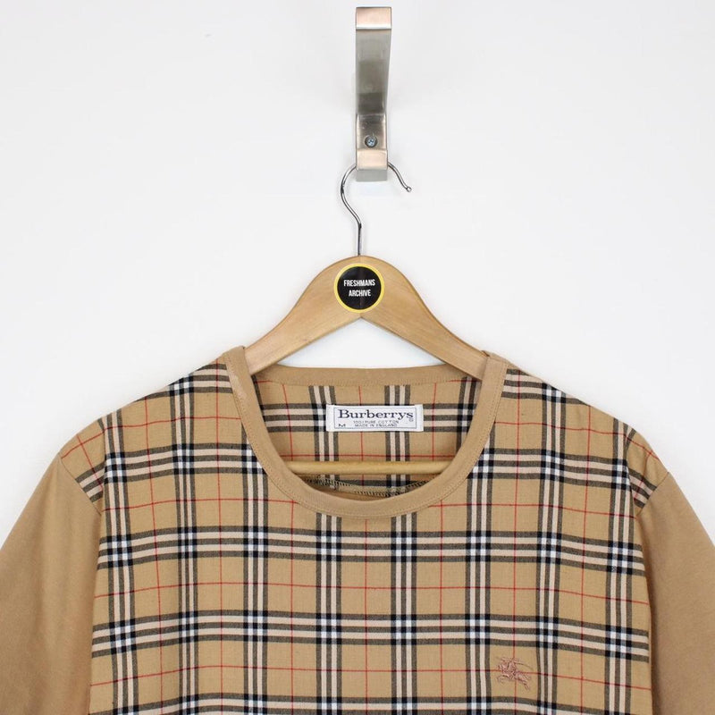 Vintage 90s Burberry Tan Brown Nova Check Short Sleeve Cotton T-Shirt