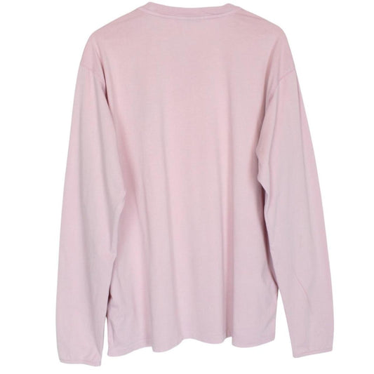 Stone Island pink long sleeve t-shirt with compass logo and pocket detail.