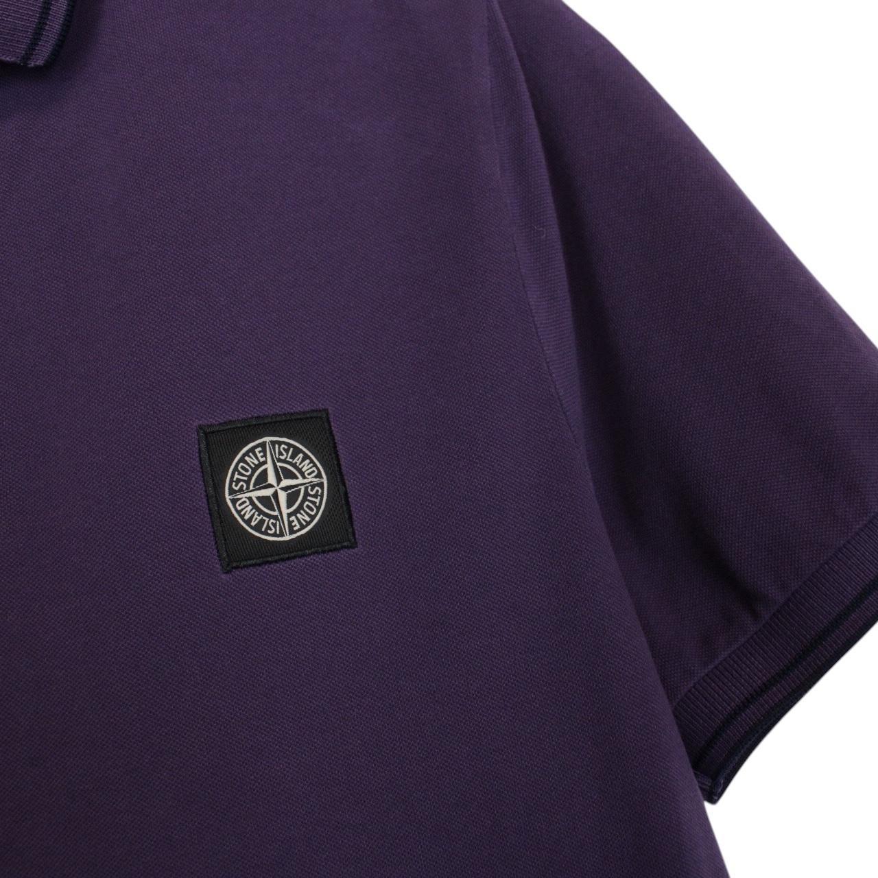 Stone Island Purple Short Sleeve Compass Cotton Polo Shirt