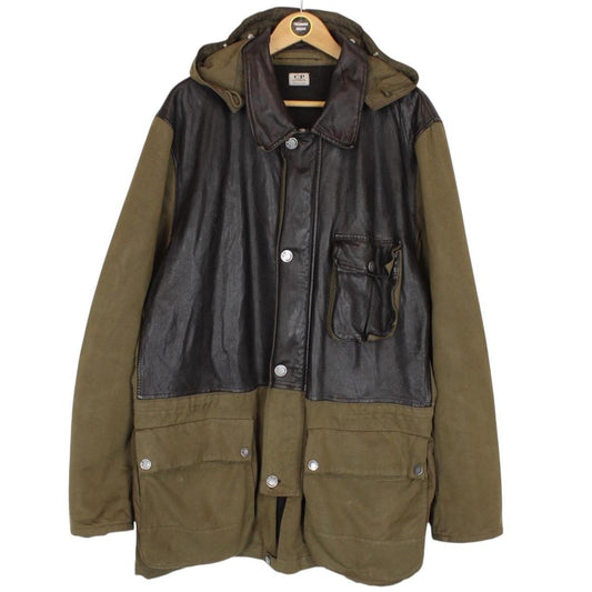 Vintage CP Company AW 2005 Khaki Brown Full Zip Mille Miglia Half Leather Goggle