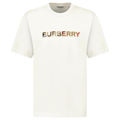 Burberry white pocket t-shirt with check logo embroidery on chest, cotton material.