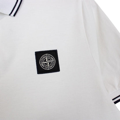 Stone Island White Short Sleeve Compass Cotton Polo Shirt