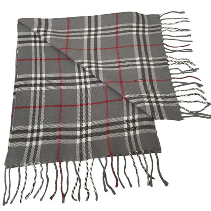Vintage 90s Burberry Grey Nova Check Lambswool Scarf