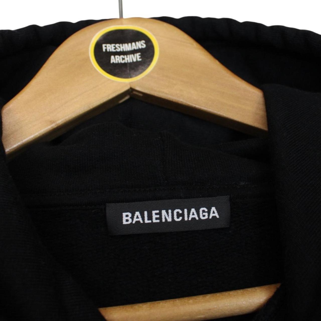 Balenciaga Black Logo Print Cotton Hoodie Jumper