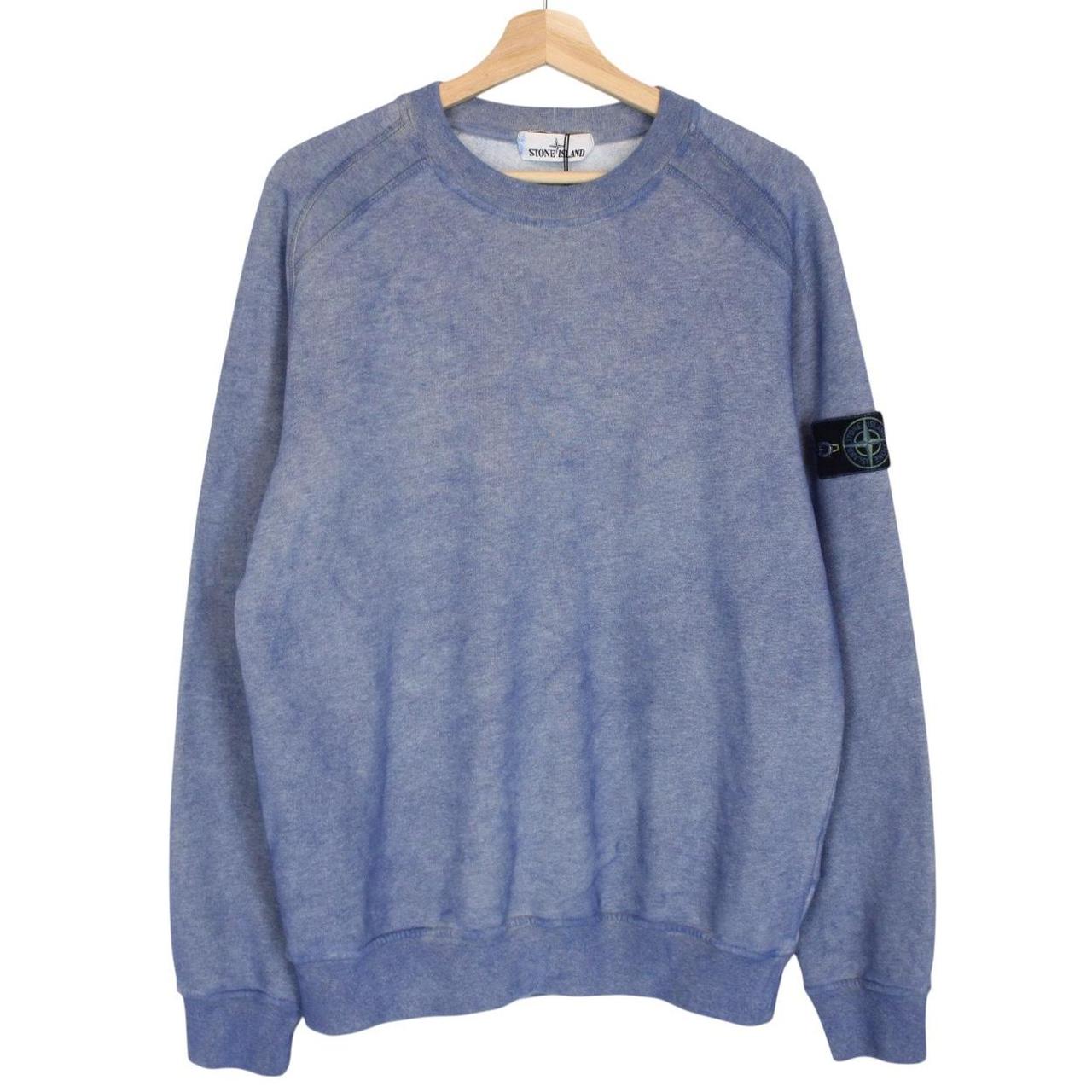 Stone Island AW 2020 Blue Dust Treatment Crew Neck Sweatshirt Jumper