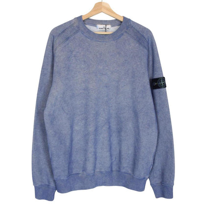 Stone Island AW 2020 Blue Dust Treatment Crew Neck Sweatshirt Jumper