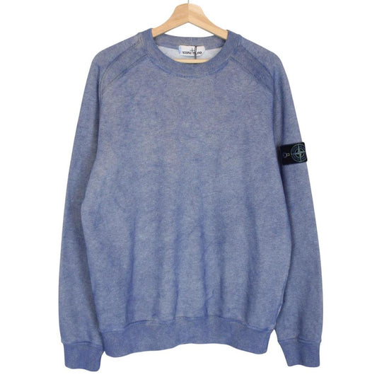 Stone Island AW 2020 Blue Dust Treatment Crew Neck Sweatshirt Jumper