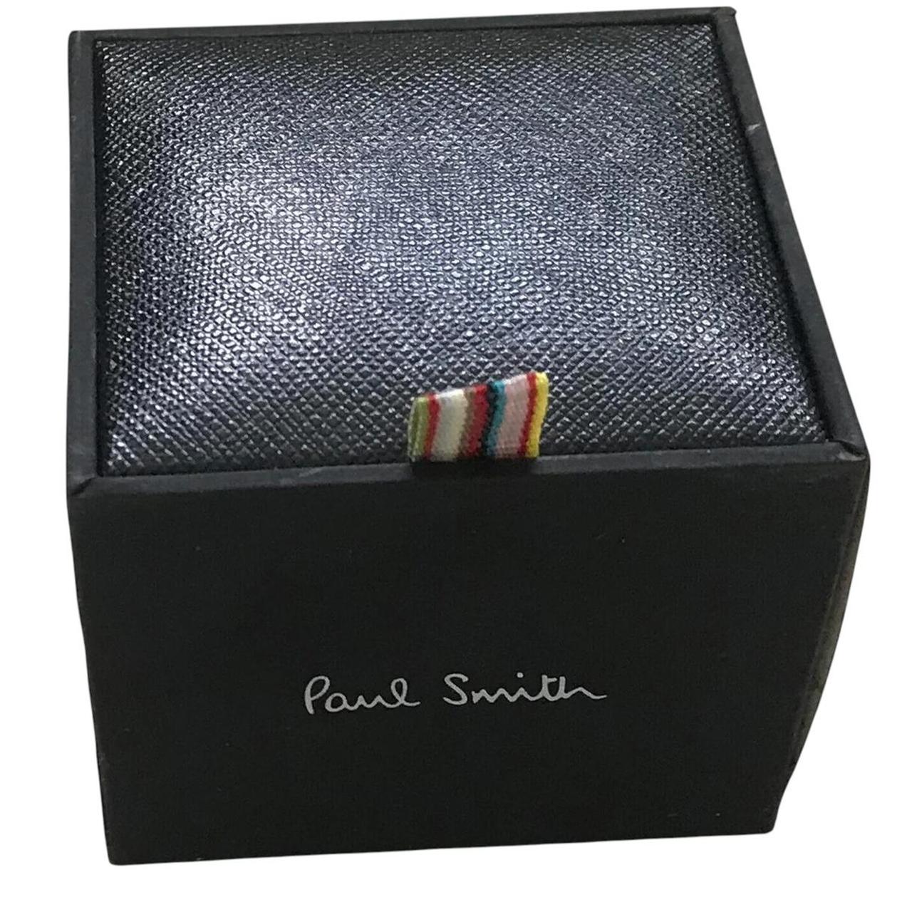 Paul Smith silver rectangular cufflinks with logo detail, brand new with tags.